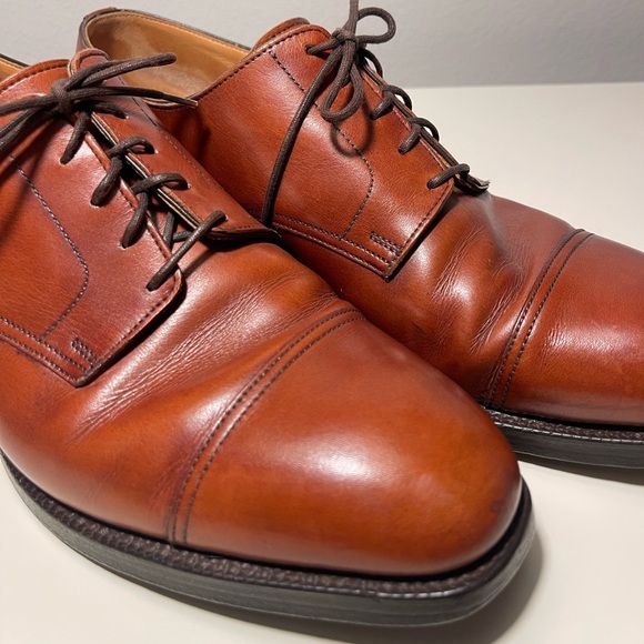 Peal & Co. Medallion Captoe Oxford Leather Shoes - T06585 Brown - US Size 9.5 - Picture 5 of 12